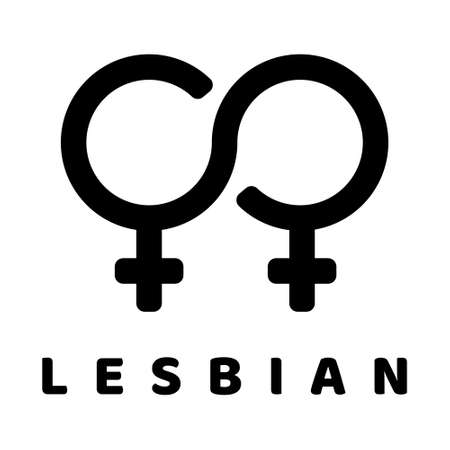 Lesbian Gender Symbol related vector glyph icon. Isolated on white background. Vector illustration.のイラスト素材