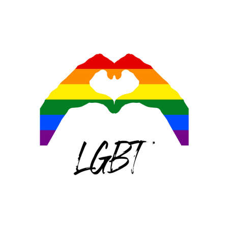 LGBT symbol with hand heart shape vector illustration for gay, lesbian, bisexual, transgender, asexual, intersexual and queer relationship, love or sexuality rights.のイラスト素材