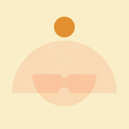 Modern minimalist abstract aesthetic illustrations. Bohemian style wall decor. Collection of contemporary artistic poster. Rainbow line Boho style.のイラスト素材