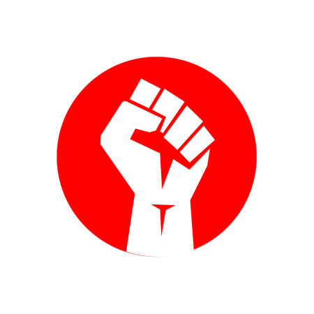 Raised fist logo. Raised black fist vecor icon. Victory, rebel symbol in protest or riot gesture symbol.のイラスト素材