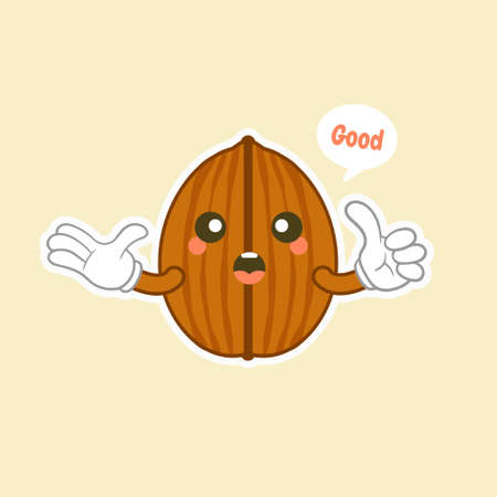 cute and kawaii walnut character flat style vector illustrationのイラスト素材