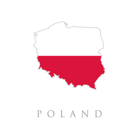 Poland flag map. Greeting card National Independence Day of the Republic of Poland. Illustration banner with realistic state flag. Poland vector map with the flag inside.のイラスト素材