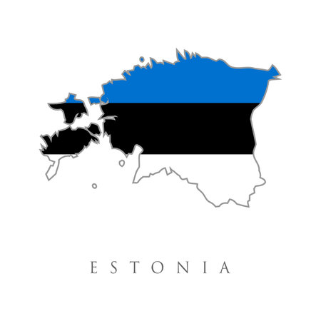Estonia vector map with the flag inside. Estonia detailed map with flag of country. igh detailed Estonia map with flag inside. European country borders vector illustration on white backgroundのイラスト素材