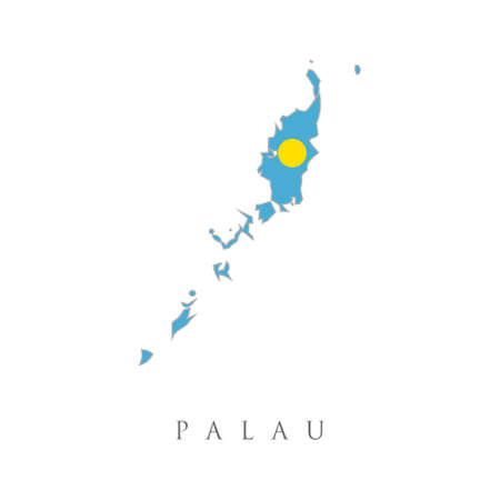 Palau country flag inside map contour design icon. Map Flag of Palau isolated on white background. Country Flag Travel and Tourism conceptのイラスト素材