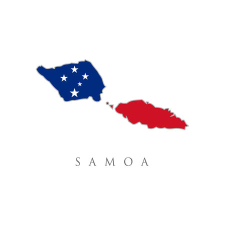 Samoa country flag inside map contour design icon logo. Samoa country flag inside map contour design icon. Country Flag Travel and Tourism conceptのイラスト素材