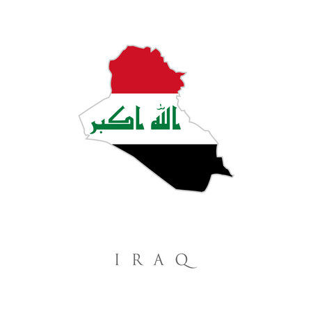 Iraq Map with flag isolated on white. design for humanity, peace, donations, charity and anti-war.のイラスト素材