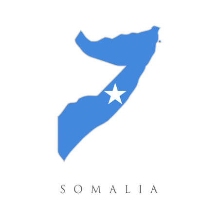 Somalia country big text with flag inside map concept. Vector isolated simplified illustration icon with silhouette of Somalia map. National flag. White backgroundのイラスト素材