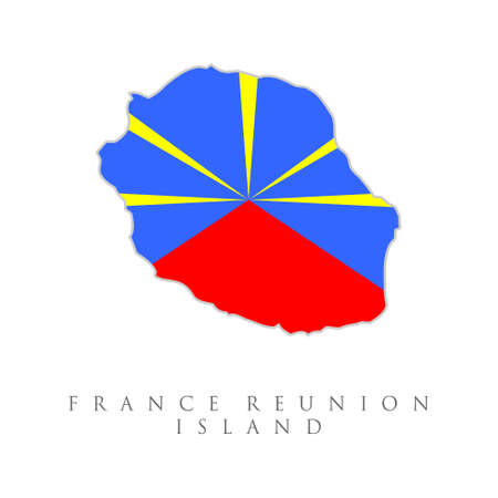 Map and flag of Reunion french island.. Map outline and flag of reunion, State flag and national flag. with name text Reunion.のイラスト素材
