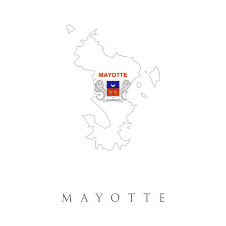 Map and National flag of Mayotte (France),Map Of Mayotte (France) With Flag Isolated On white Background, Vector Illustrationのイラスト素材