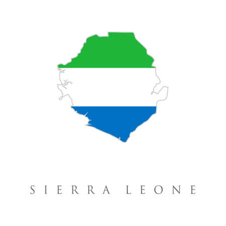 map of sierra leone with the image of the national flag. Sierra Leone country flag inside map contour design icon logo. Territory and flag Sierra Leoneのイラスト素材