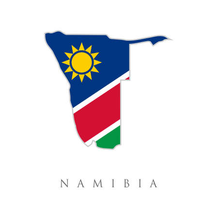 Namibia vector map with the flag inside. Namibia flag map. The flag of the country in the form of borders. Stock vector illustration isolated on white background.のイラスト素材