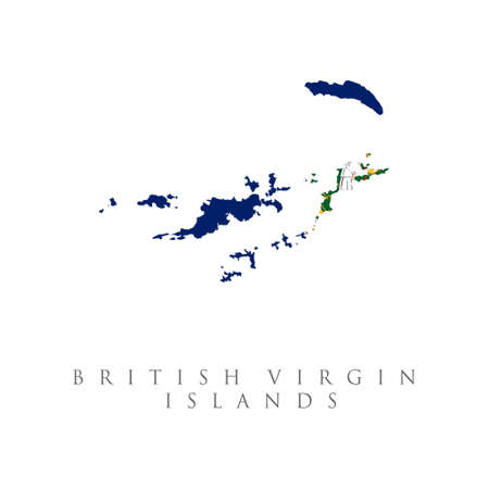 Map of British Virgin Islands in British Virgin Islands flag colors. Happy commonwealth day of British Virgin Islands. Creative national country map with flag vector illustrationのイラスト素材