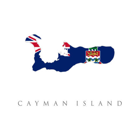 cayman island detailed map with flag of country. national flag isolated on white background.のイラスト素材