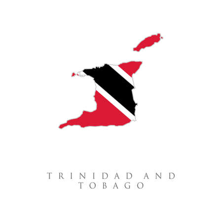 Trinidad and Tobago flag map. The flag of the country in the form of borders. Stock vector illustration isolated on white background.のイラスト素材