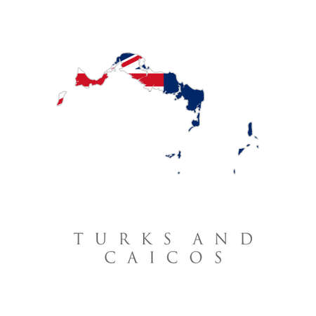 Map and flag Turks and Caicos of Vector. The flag of the country in the form of borders. Stock vector illustration isolated on white background.のイラスト素材