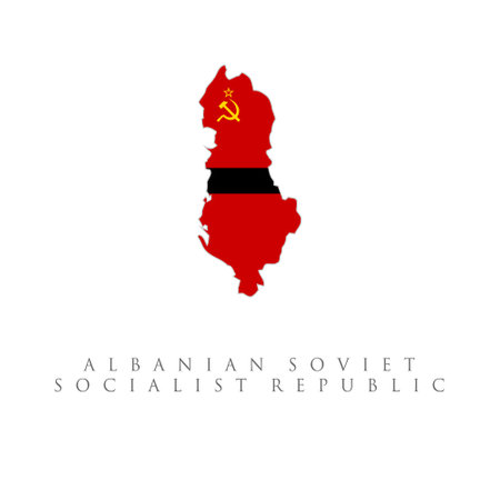 Albanian soviet socialist republic flag map. isolated on white backgroundのイラスト素材