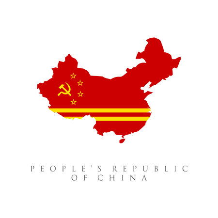 China communist flag map. isolated on white background. Chinese Communist Partyのイラスト素材