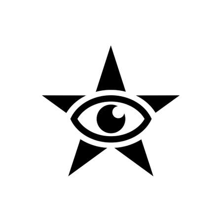 all seeing eye with star symbol isolated on white backgroundのイラスト素材