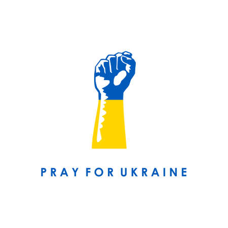 Pray for peace in Ukraine Vector flat illustration on white background. stop war in Ukraine. Pray For Ukraine peace.のイラスト素材