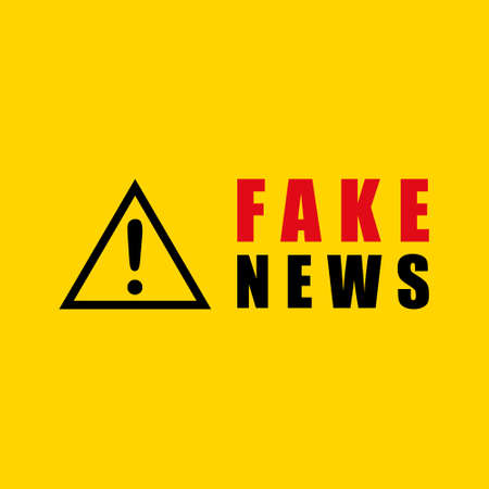 Fake news isolated on light yellow background. Banner design template. Vector illustration. Perfect for design elements of fake news and HOAX news campaigns. prohibiting the spread of fake news.のイラスト素材