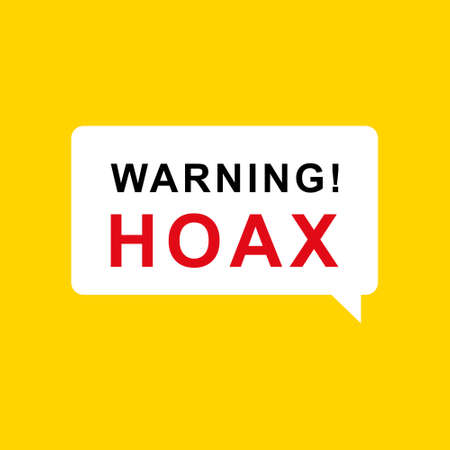Internet Hoax warning label vector. Perfect for design elements of fake news and HOAX news campaigns. Grunge stamp template prohibiting the spread of fake news.のイラスト素材