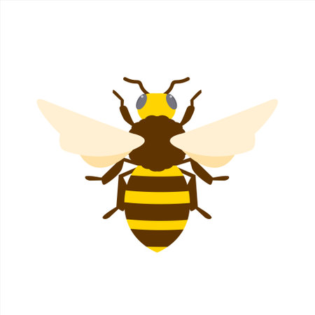 honey bee flat design vector illustration. Cute Bumble Bee. bumblebee character logo mascotのイラスト素材