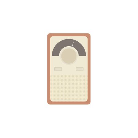vintage tabletop radio flat design vector illustration. table top radio illustration isolated on white backgroundのイラスト素材