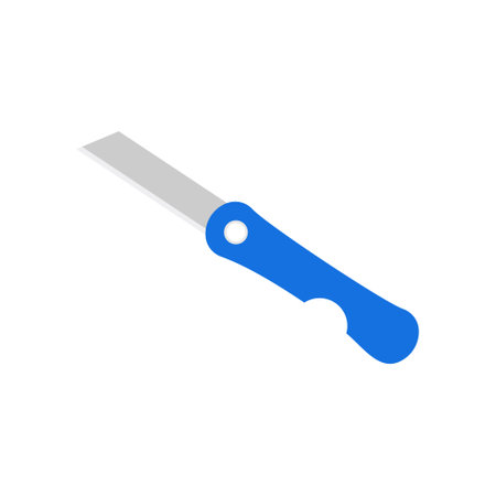 Boxcutter flat design vector illustration. Blade stationery knife vector illustration. Cutter knife vector blade. Paper craft utility stationery office craft cut razorのイラスト素材