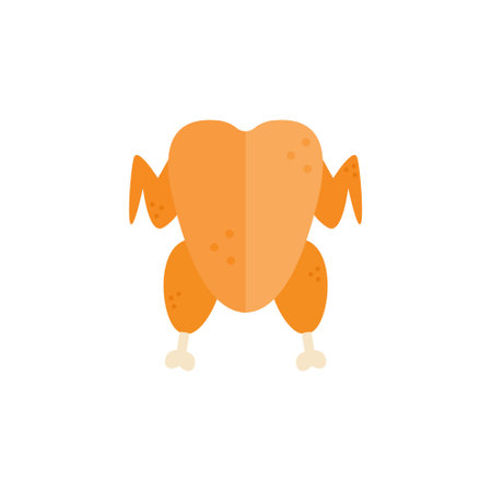 roasted chicken or turkey flat design vector illustration. grilled chicken iconのイラスト素材