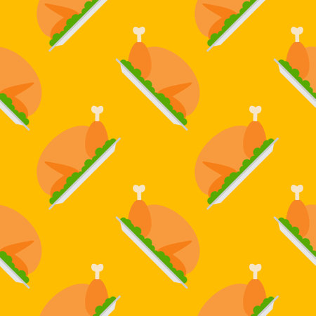 roasted chicken or turkey seamless pattern vector illustrationのイラスト素材