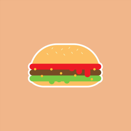 hamburger flat design vector illustration. junk food and fast food icon for restaurantのイラスト素材