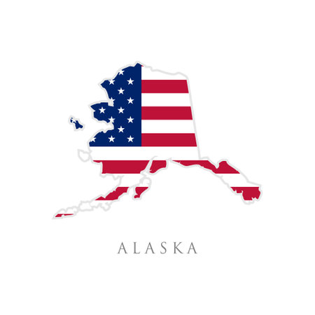 Shape of Alaska state map with American flag. vector illustration. can use for united states of America indepenence day, nationalism, and patriotism illustration. USA flag designのイラスト素材