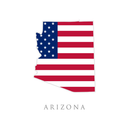 Shape of Arizona state map with American flag. vector illustration. can use for united states of America indepenence day, nationalism, and patriotism illustration. USA flag designのイラスト素材
