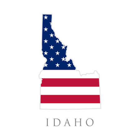 Shape of Idaho state map with American flag. vector illustration. can use for united states of America indepenence day, nationalism, and patriotism illustration. USA flag designのイラスト素材