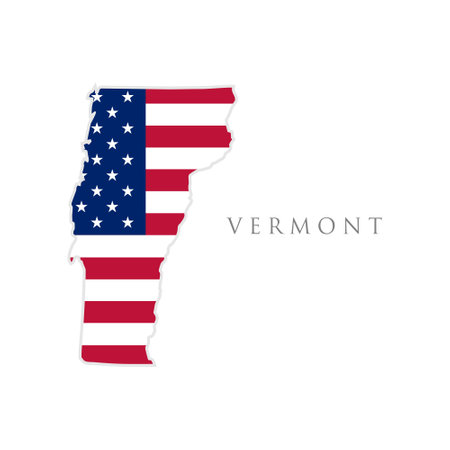 Shape of Vermont state map with American flag. vector illustration. can use for united states of America indepenence day, nationalism, and patriotism illustration. USA flag designのイラスト素材