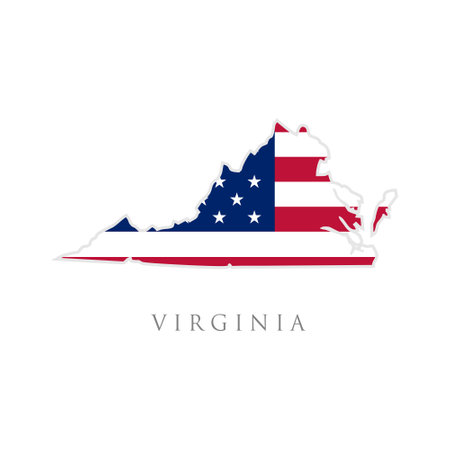 Shape of Virginia state map with American flag. vector illustration. can use for united states of America indepenence day, nationalism, and patriotism illustration. USA flag designのイラスト素材