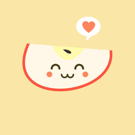 slice of apple flat design vector illustration. sliced appleのイラスト素材