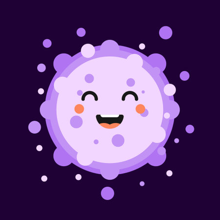 Corona Virus cartoon characters on color background Pathogen respiratory coronavirus 2019-nCoV from Wuhan, China. Suitable use for poster, element, mascot, emoji, emoticon. Covid-19, Sars, mers, flu.のイラスト素材