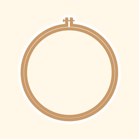 Brown wooden hoop for embroidery. Cross Stitch Hoop Icon, Frame Hoop For Needle Work, Embroidery Hoop Vector Art Illustrationのイラスト素材