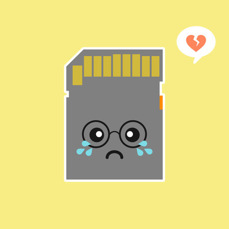 cute and kawaii micro sd card in flat style vector illustration . concept of device, gadget,...