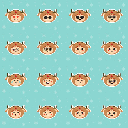 Kawaii and funny little boy dressed as deer. Cute kid in carnival costume. Merry Christmas and Happy New Year. Winter holiday. Flat vector design for greeting card, mascot, webのイラスト素材