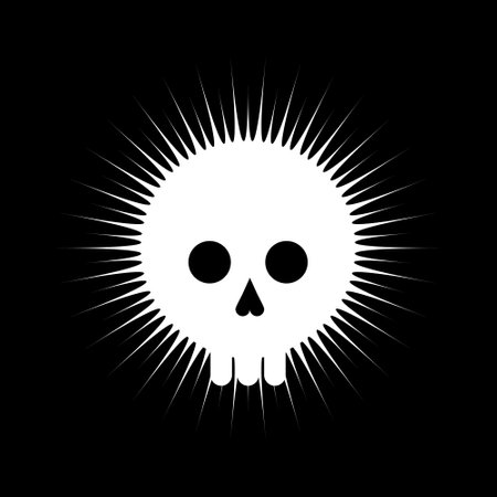 skull flat symbol with sun. skull pirate flag symbol. skull flat design vector illustrationのイラスト素材