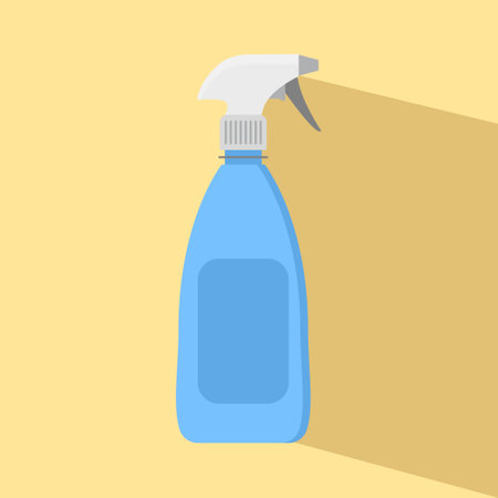 Disinfectant sprayer bottle flat design concept. Vector flat design. Hygiene home and personal hygiene. Clean spray bottle icon. Flat illustration of clean spray bottle vector icon for web designのイラスト素材