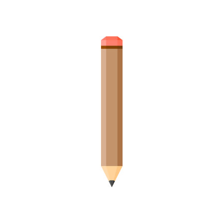 wooden pencil flat design vector illustration isolated on white background. vector education illustration, stationery drawing tool isolated - sketch sign symbolのイラスト素材