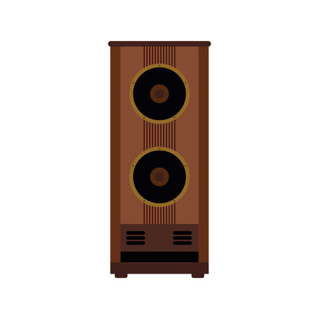 vintage audio speaker flat design vector illustration. Loudspeaker. Audio equipment to produce sound.のイラスト素材