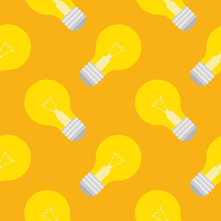 Light bulb Seamless Pattern Vector Illustration. Concept for inspiration of big ideas, innovation. Isolated on color background.のイラスト素材