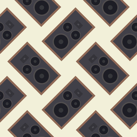 audio speaker seamless pattern. loud speaker box background pattern, creative and beautiful shape amazing studio stereo modern electronics loud speaker seamless pattern illustration designのイラスト素材