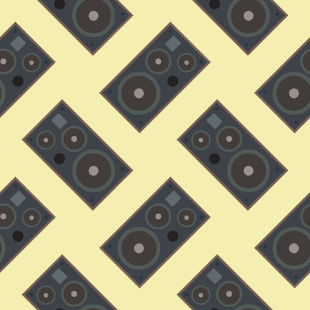 audio speaker seamless pattern. loud speaker box background pattern, creative and beautiful shape amazing studio stereo modern electronics loud speaker seamless pattern illustration designのイラスト素材