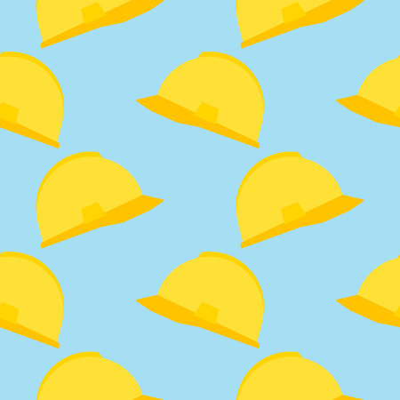 safety helmet seamless pattern. Vector illustration of a building helmet. Hard hat seamless pattern.のイラスト素材