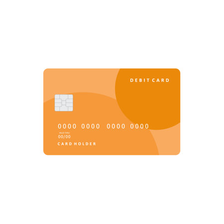 debit card flat design vector illustration. money financial security for online shopping, online payment credit card. vector for business finance, online banking and online shoppingのイラスト素材